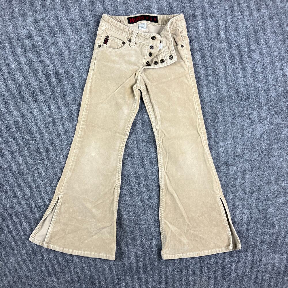 Mudd Corduroy Girl's Pants Size 7 Beige Flared Retro Y2K Stretch Casual